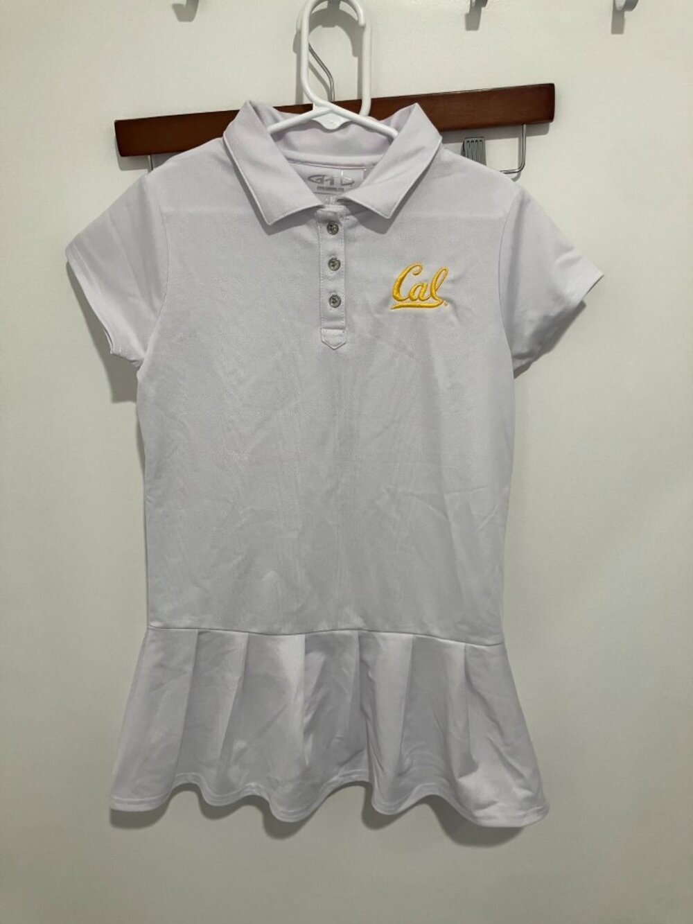 Garb Girls Cal Bears Embroidered Caroline Cap Sleeve Polo Dress, White, Size 5T